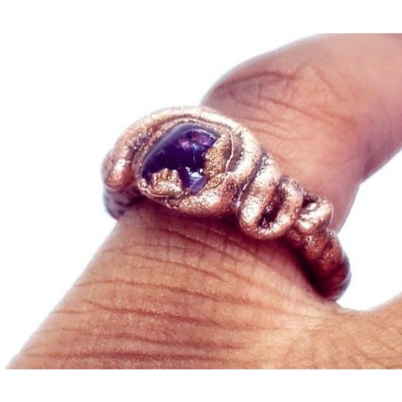 Purple fluorite crystal ring handmade size 4 - Picture 8 of 12